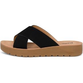 Lucy - Womens Slip On Slide Criss Cross Fashion Platform Open Toe Comfort Sandals