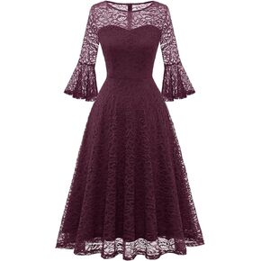 فستان DRESSTELLS بأكمام جرس من الدانتيل لحفلات العودة للوطن، فساتين كوكتيل رسمية للخريف، فستان عتيق لوصيفات العروس وحفلات الضيوف in Kuwait