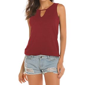 Poetsky Womens Backless Tank Tops Sleeveless Keyhole Blouse Sexy Summer Tshirt