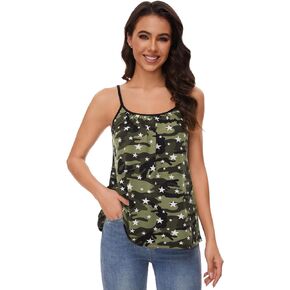 Rosyline Loose Camisole for Women with Casual Pleated Cami Adjustable Spaghetti Strap Tank Top S-4XL