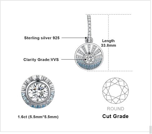 JewelryPalace Sunrise Sea 1ct Round Cubic Zirconia Hoop Dangle Earrings for Women, 14K White Gold Plated 925 Sterling Silver Drop Earrings for Her, Bicolor CZ Gemstone Jewelry Sets, Metal, Cubic in Saudi Arabia