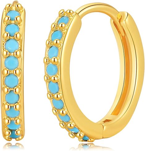 Gold Dainty Huggie Hoop Earrings for Women 18K Real Gold Plated Cuff Earrings Small Cubic Zirconia Hoop Earrings for Men Hypoallergenic Cartilage Ear Jewelry for Women in Saudi Arabia