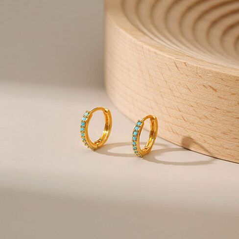 Gold Dainty Huggie Hoop Earrings for Women 18K Real Gold Plated Cuff Earrings Small Cubic Zirconia Hoop Earrings for Men Hypoallergenic Cartilage Ear Jewelry for Women in Saudi Arabia