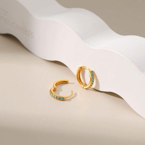Gold Dainty Huggie Hoop Earrings for Women 18K Real Gold Plated Cuff Earrings Small Cubic Zirconia Hoop Earrings for Men Hypoallergenic Cartilage Ear Jewelry for Women in Saudi Arabia