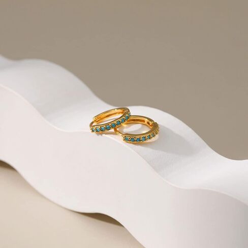 Gold Dainty Huggie Hoop Earrings for Women 18K Real Gold Plated Cuff Earrings Small Cubic Zirconia Hoop Earrings for Men Hypoallergenic Cartilage Ear Jewelry for Women in Saudi Arabia