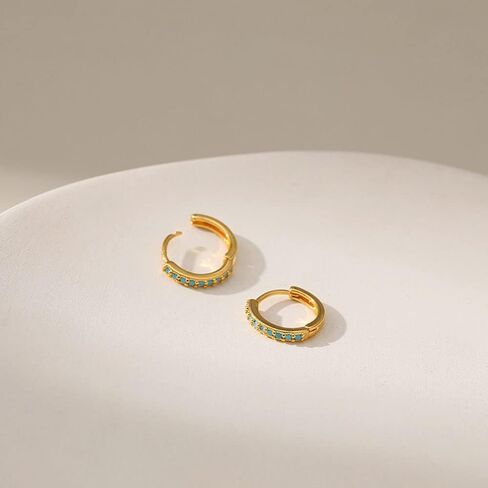Gold Dainty Huggie Hoop Earrings for Women 18K Real Gold Plated Cuff Earrings Small Cubic Zirconia Hoop Earrings for Men Hypoallergenic Cartilage Ear Jewelry for Women in Saudi Arabia