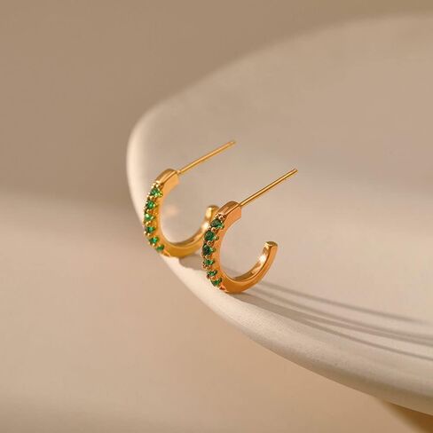 Gold Dainty Huggie Hoop Earrings for Women 18K Real Gold Plated Cuff Earrings Small Cubic Zirconia Hoop Earrings for Men Hypoallergenic Cartilage Ear Jewelry for Women in Saudi Arabia