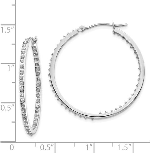 FB Jewels Solid 14K White Gold Diamond Fascination Round Hinged Hoop Earrings in Saudi Arabia