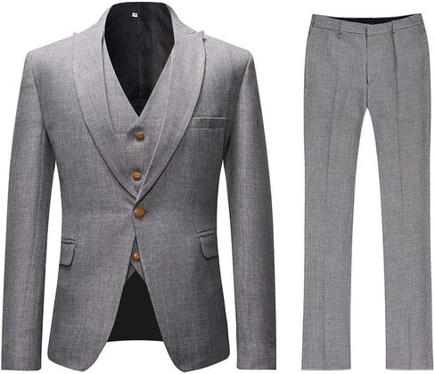 طقم بدلة كتان رجالي مكون من 3 قطع من YUNCLOS، سترة وسترة تكس وسروال in Kuwait