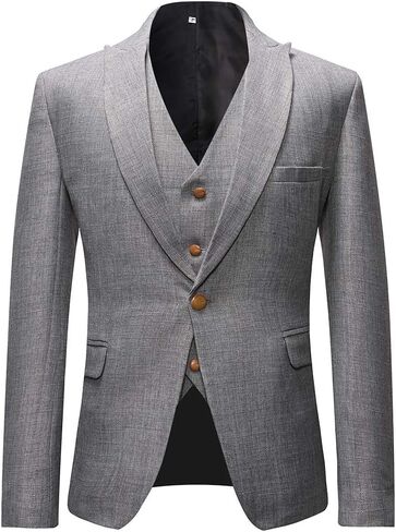 طقم بدلة كتان رجالي مكون من 3 قطع من YUNCLOS، سترة وسترة تكس وسروال in Kuwait