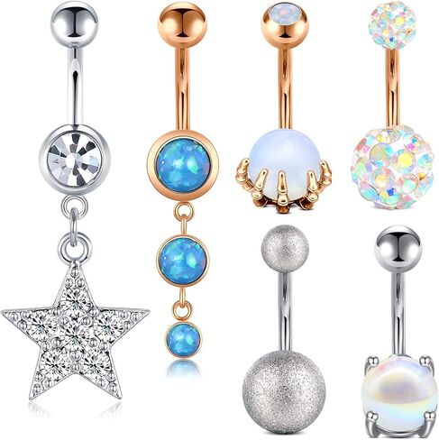 FECTAS 14 جرام حلقات زر البطن الجراحية الصلب استرخى تشيكوسلوفاكيا السرة الحديد للنساء الفتيات هيئة ثقب المجوهرات ارتفع الذهب والفضة in Kuwait