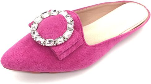 Rhinestone Mules for Women Flats Shoes Slip On Backless Loafer Pointed Toe Dress Mule Slides in Saudi Arabia