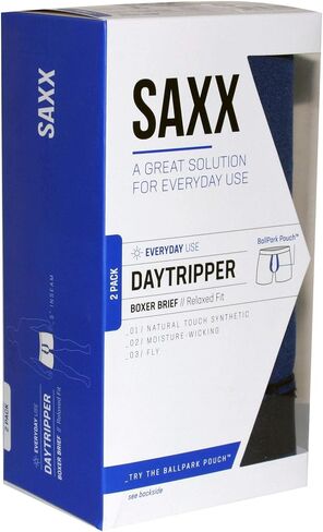 ملابس داخلية للرجال من SAXX - سراويل داخلية Daytripper مع دعامة جيب مدمجة - ملابس داخلية للرجال، عبوة من قطعتين، أسود/أزرق داكن، مقاس XX-Large in Saudi Arabia