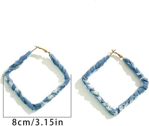 Bohemia Denim Heart Hoop Earrings Simple Exaggerated Big Star Heart Round Earrings Statement Summer Beach Earrings Accessories Jewelry for Women in Saudi Arabia