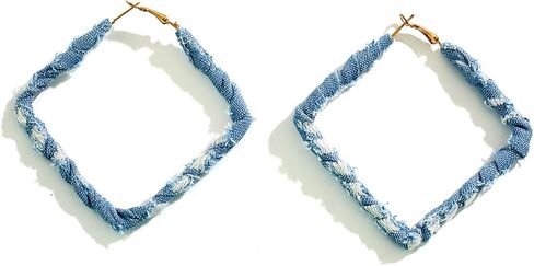 Bohemia Denim Heart Hoop Earrings Simple Exaggerated Big Star Heart Round Earrings Statement Summer Beach Earrings Accessories Jewelry for Women in Saudi Arabia