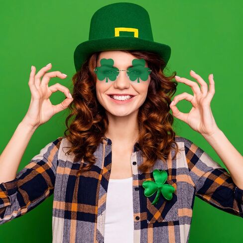 JOYLIVCOM نظارات شمسية لعيد القديس باتريك شامروك، زي القديس باتريك لحفلات الجني، نظارات البرسيم الأخضر in Saudi Arabia
