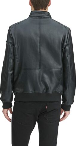 سترة DKNY الرجالية من الجلد الصناعي Darren Racer Bomber in Saudi Arabia