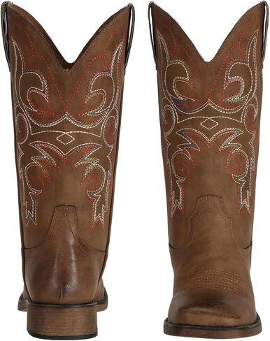SheSole Women's Wide Width Cowboy Boots Square Toe Mid Calf Western Cowgirl Boots in Kuwait
