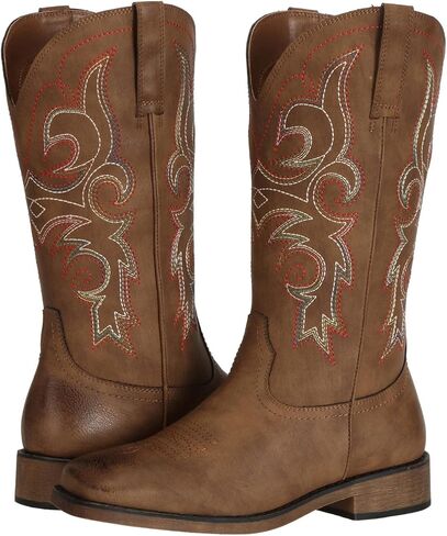 SheSole Women's Wide Width Cowboy Boots Square Toe Mid Calf Western Cowgirl Boots in Kuwait