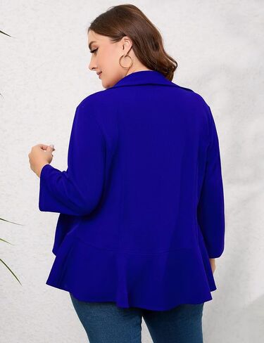 سترة نسائية كاجوال بمقاس كبير وأزرار مفتوحة من الأمام وأكمام 3/4 سترة بليزر للعمل والمكتب in Kuwait