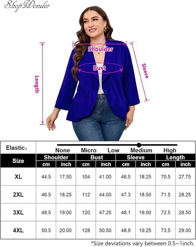 سترة نسائية كاجوال بمقاس كبير وأزرار مفتوحة من الأمام وأكمام 3/4 سترة بليزر للعمل والمكتب in Kuwait