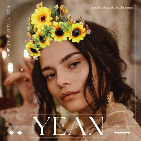 Yean عباد الشمس عقال الجنية خوذة حجر الراين تيارا الذهب كريستال إكسسوارات الشعر زي عصابات رأس الحفلات للنساء والفتيات in Kuwait