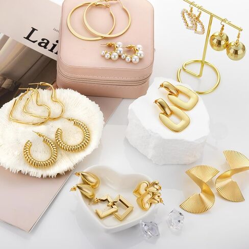 مجموعة أقراط دائرية ذهبية للنساء والفتيات، مجموعة متعددة من أقراط اللؤلؤ، أقراط متدلية أنيقة على شكل قطرة أقراط بوهو مناسبة كهدية لحفلات أعياد الميلاد in Kuwait