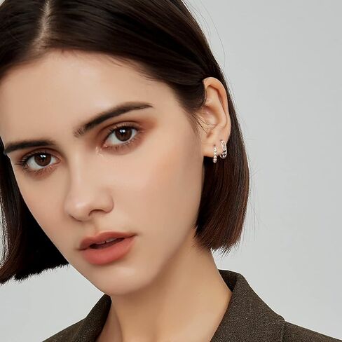 FUNEIA 12 زوجًا من أقراط هوجي مطلية بالذهب عيار 14 قيراط للنساء مكعب زركونيا أقراط دائرية صغيرة مضادة للحساسية مجموعة أقراط غضروف فضية متعددة الثقب للمجوهرات الذهبية للنساء in Kuwait