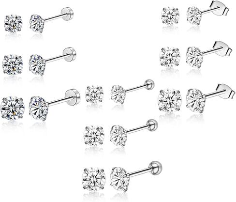 مجموعات متعددة من الأقراط الذهبية الصغيرة للنساء مجموعة أقراط بظهر مسطح مع حلق الغضروف اللؤلؤ تشيكوسلوفاكيا لمجوهرات ثقب الحلزون المحار Daith Tragus in Kuwait