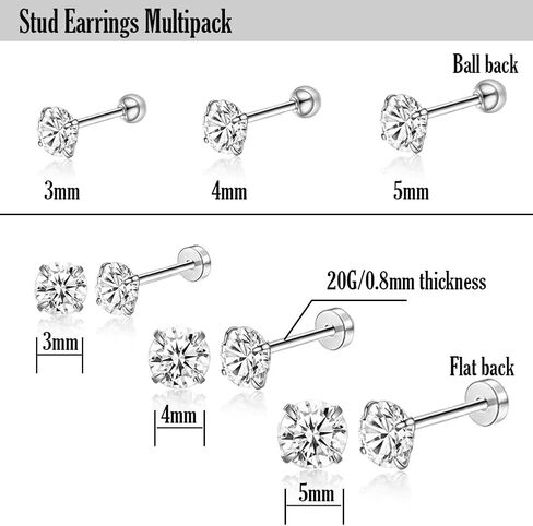 مجموعات متعددة من الأقراط الذهبية الصغيرة للنساء مجموعة أقراط بظهر مسطح مع حلق الغضروف اللؤلؤ تشيكوسلوفاكيا لمجوهرات ثقب الحلزون المحار Daith Tragus in Kuwait