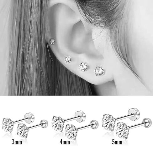 مجموعات متعددة من الأقراط الذهبية الصغيرة للنساء مجموعة أقراط بظهر مسطح مع حلق الغضروف اللؤلؤ تشيكوسلوفاكيا لمجوهرات ثقب الحلزون المحار Daith Tragus in Kuwait