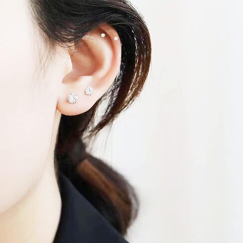 مجموعات متعددة من الأقراط الذهبية الصغيرة للنساء مجموعة أقراط بظهر مسطح مع حلق الغضروف اللؤلؤ تشيكوسلوفاكيا لمجوهرات ثقب الحلزون المحار Daith Tragus in Kuwait