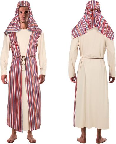 Jenaai 4 Pcs Adult Jesus Costume for Christmas Men Jesus Gown Saint Headpiece Belt Headband for Halloween Christmas Easter Jesus Theme Party Supply in Saudi Arabia