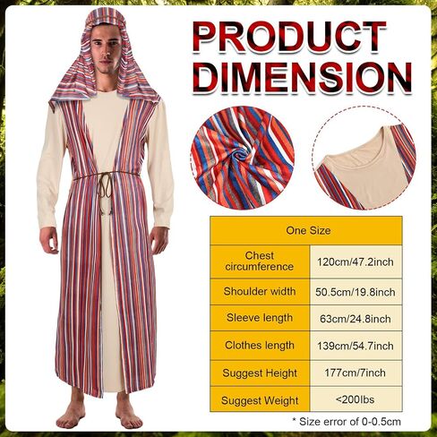 Jenaai 4 Pcs Adult Jesus Costume for Christmas Men Jesus Gown Saint Headpiece Belt Headband for Halloween Christmas Easter Jesus Theme Party Supply in Saudi Arabia