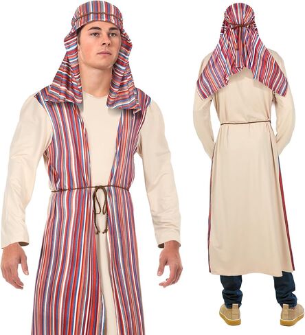 Jenaai 4 Pcs Adult Jesus Costume for Christmas Men Jesus Gown Saint Headpiece Belt Headband for Halloween Christmas Easter Jesus Theme Party Supply in Saudi Arabia