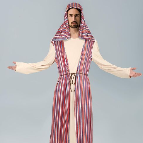 Jenaai 4 Pcs Adult Jesus Costume for Christmas Men Jesus Gown Saint Headpiece Belt Headband for Halloween Christmas Easter Jesus Theme Party Supply in Saudi Arabia