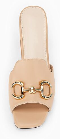 gihubafuil Women's Sandals Peep Toe Slides Chunky Heel Mules Single Band Comfort Slip-on Shoes with Metal Chain for Spring Summer in Saudi Arabia