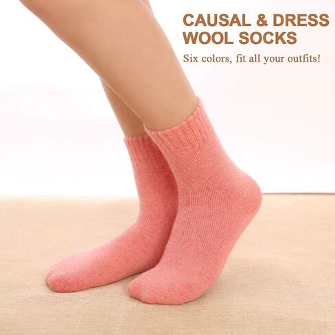 Wool Socks Women Winter Warm Thick Soft Knitted Lightweight Best Crew Wool Blend Sock Causal & Dress, 6 Pack in Saudi Arabia