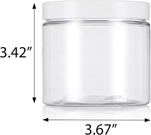 16 oz Clear Large PET Plastic (BPA Free) Refillable Jar with White Lids (12 pack) in Saudi Arabia