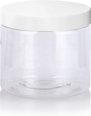 16 oz Clear Large PET Plastic (BPA Free) Refillable Jar with White Lids (12 pack) in Saudi Arabia