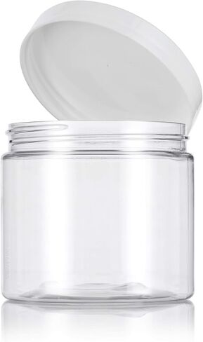 16 oz Clear Large PET Plastic (BPA Free) Refillable Jar with White Lids (12 pack) in Saudi Arabia