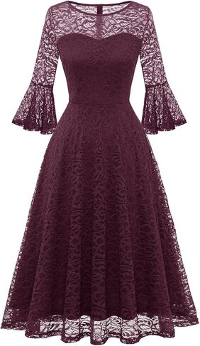 فستان DRESSTELLS بأكمام جرس من الدانتيل لحفلات العودة للوطن، فساتين كوكتيل رسمية للخريف، فستان عتيق لوصيفات العروس وحفلات الضيوف in Kuwait