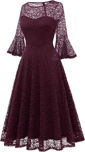 فستان DRESSTELLS بأكمام جرس من الدانتيل لحفلات العودة للوطن، فساتين كوكتيل رسمية للخريف، فستان عتيق لوصيفات العروس وحفلات الضيوف in Kuwait