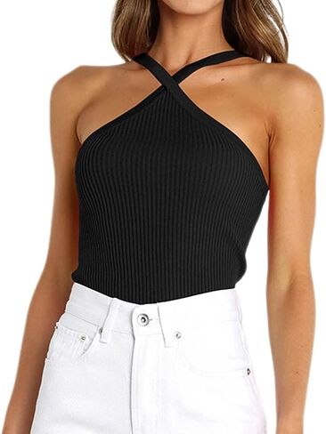 Sdencin المرأة مثير متقاطع مضلع متماسكة الرسن المحاصيل كامي أكمام عارية الذراعين سليم صالح الصلبة عادية اقتصاص تانك القمم in Kuwait