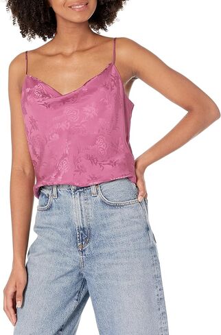 PAIGE Women's Giovanna Cami Damask Floral Cowl Neck Adjustble Straps in Dusty Plum in Saudi Arabia