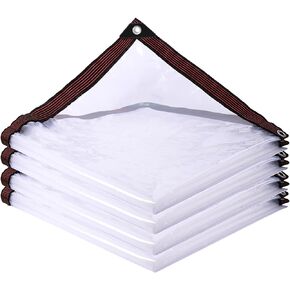 Clear Tarp Waterproof with Grommets,Heavy Duty PVC Vinyl Tarps Cover,Transparent Tarpaulin Large (Small) for Outdoor/Camping/Plant/Garden/Chicken Coop/Cat Litter
