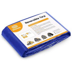 Oneness Tarp 8x10 Feet Multi Purpose Waterproof Basic Tarp Cover Blue, 1-Pack