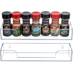 MyGift Modern Premium Clear Acrylic Wall Mounted Vinyl Record Holder Rack, Hanging LP Record Storage Floating Shelf, Album Cover Art Display Shelves, Set of 2
