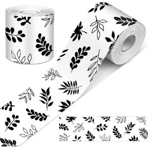 65.6 Feet Black and White Leaves Bulletin Board Borders Waterproof Board Trim Modern Farmhouse Boho Leaves Board for School Classroom Blackboard Whiteboard Wall Board Decor