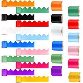 12 Rolls Scalloped Bulletin Board Borders Multicolor Rolled Borders Bulletin Board Trim for Wall, Bulletin Board, Desks, Locker Displays, Home, School or Classroom Decor, 12 Colors (Classic Color)